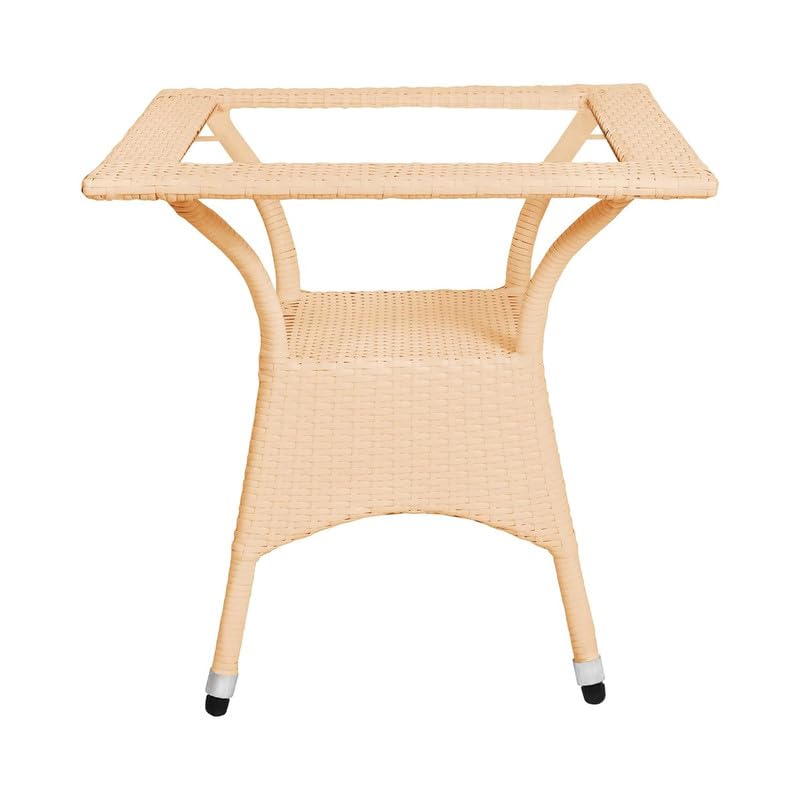 Image of Amazon Brand - Solimo Rattan and Wicker Garden Patio Seating Chair and Table Set Outdoor Balcony Garden Coffee Table Set Furniture with 1 Square Glass Top Table and 2 Chairs Set for Home (Cream)
