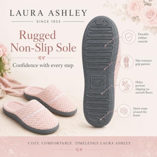 Image of Laura Ashley Women's Spa Slip-On Rugged Scuff Slipper, Non-Slip House Slippers with Cushioned Insole for Ladies