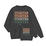 Ladicme Mommy and Me Matching Outfits Long Sleeve Crewneck Pullover Tops Graphic Family Sweatshirts Mom and Baby Clothes