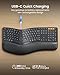 ProtoArc Backlit Bluetooth Ergonomic Keyboard, EK01 Plus Full Size Wireless Split Keyboard with Dual Bluetooth and USB, Cushioned Wrist Rest, Rechargeable, Compatible with Windows/Mac/Android, Black