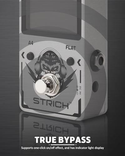 Image of STRICH Tuner Pedal, Silver, Compact with Large Color Screen - Precision Chromatic Drop Tuning, 430-450Hz A4, True Bypass for Electric Guitar & Bass