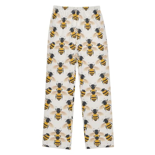 Pajama Pants Bees on Beige Background PJ Bottoms Sleepwear Lounge Sleep Pant with Pockets