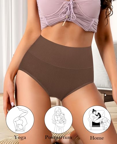 Image of High Waisted Womens Underwear Cotton Tummy Control Postpartum Essentials Full Coverage Panties Soft Comfortable Briefs