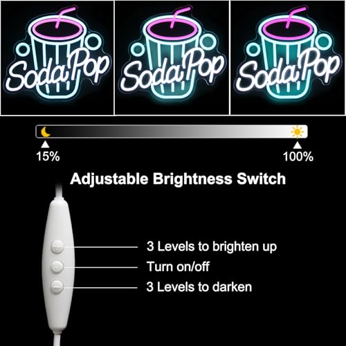 Image of Soda Pop Neon Sign Drink LED Neon Lights for Restaurant Bar Kitchen Decor | Dirty Soda Bar Sign, Beverage Cup LED Signs, Acrylic Business Sign, Dimmable Cocktail Neon Light, USB Powered, Easy to Hang