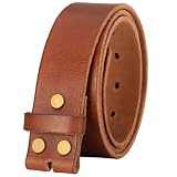 TYWestyles No Buckle Full Grain Leather Belt Men Women Fits With 1.5 Inch Buckle (Brown, L(Fit Waist 35-37)