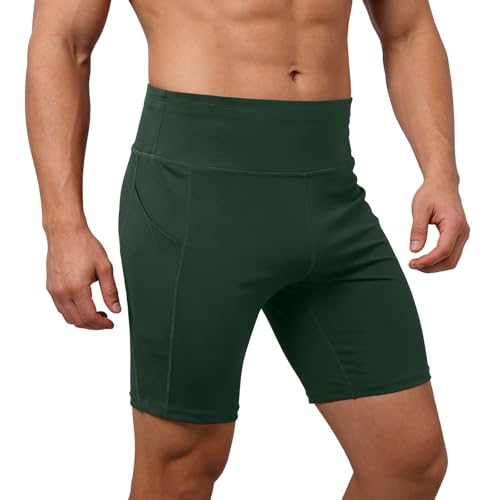 KBOPLEMQ Pantalones cortos de compresión para hombre de secado rápido, mallas de capa base, pantalones deportivos, pantalones de entrenamiento, cintura alta, pantalones cortos para correr, fitness