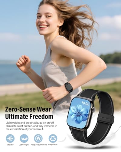 Image of Stretchy Band Compatible with Apple Watch Bands 40mm 38mm 41mm 42mm 44mm 45mm 46mm 49mm Women Men,Magnetic Clasp Nylon Elastic Sport Strap for iWatch Series 11 10 9 8 7 6 5 4 3 SE SE2 SE3 Ultra
