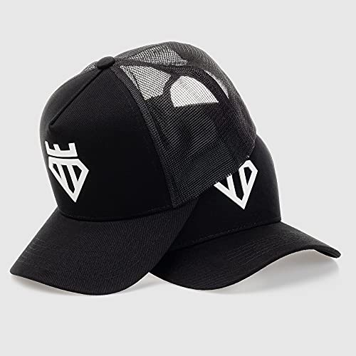 Boné Trucker Preto e Branco Trendboys Diamond Aba Curva
