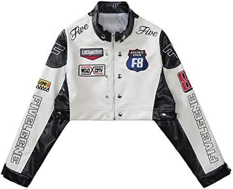 Aelfric Eden Cropped Leather Jacket Women PU Crop Moto Biker Racing Trendy Fashion Casual Coats