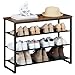 HOOBRO Shoe Rack, 4 Tier Shoe Storage Organizer with 3 Oxford Fabric Shelves and Top Panel, Holds 12-16 Pairs of Shoes for Entryway and Closet, Industrial, Rustic Brown BF47XJ01G1
