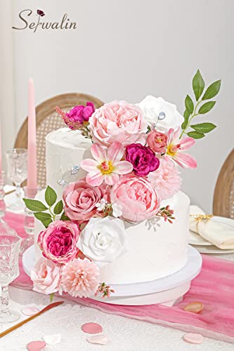Serwalin Artificial Flowers Combo Dusty Pink Rose Fake Flowers For Diy Wedding Bouquets Centerpieces Arrangements Cake Flowers Party Baby Shower Home Indoor Outdoor Decorations #TOP2