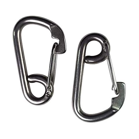 2pcs Carabiner Clip 5/16" inch (8mm) Works Great with Boat Dock Bungee Lines, Stainless Steel 316 Marine Grade Safety Clip, Spring Hook, Rope Buckle Lock Cover