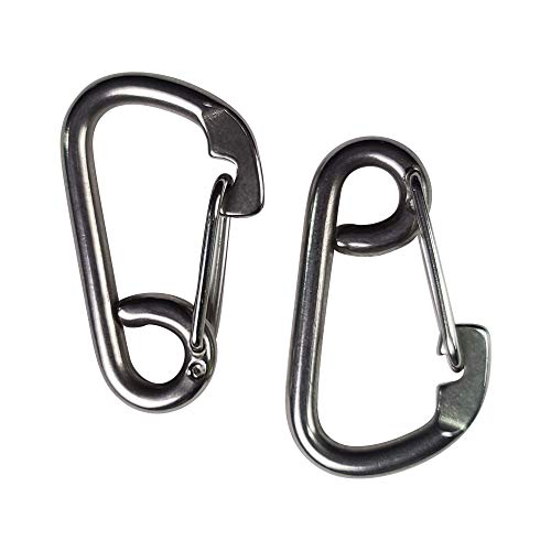 SandShark Premium Anchor Bungee Dock Line. 2pcs Carabiner Clip 5/16" inch (8mm) Stainless Steel 316 Marine Grade Safety Clip, Spring Hook, Rope Buckle Lock