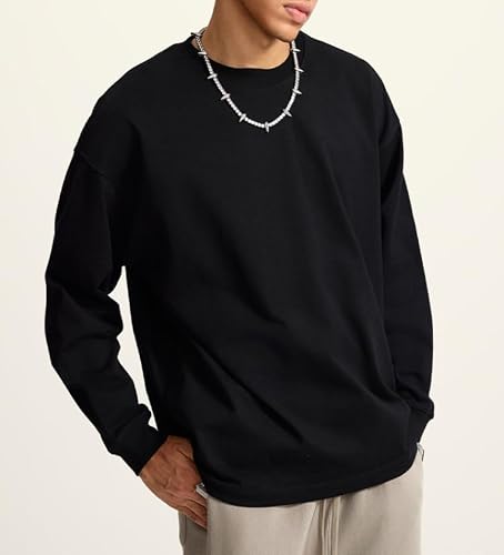 POHADON 3 Pack Oversized Cotton Sweatshirt for Women Men Crewneck Loose Fit Vintage Long Sleeve Casual Y2k Shirts Tops (Black+Grey+Brown,2XL) — view 2