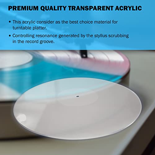 Axiom - Turntable Acrylic Slipmat For Vinyl Lp Record Players - 2.7Mm Thick For Better Sound Support On Record Player - Provides Anti-Static And Tighter Bass (Clear) #TOP5