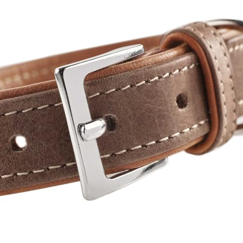 HUNTER Hundehalsband PORTO, Farbe: tabak/cognac, pflanzlich gegerbtes Olivenleder®, besonders weich & griffig, fellschonend & robust, in Handarbeit gefertigt, Größe: 60