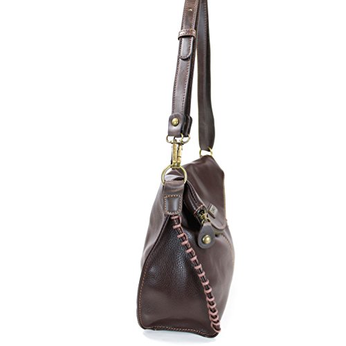 Chala Charming Crossbody Bag With Metal Feather - Dark Brown #TOP4