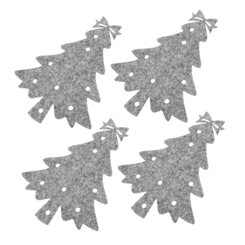 Ciieeo 4 Piezas Porta Cubiertos Navideños Tela con Diseño de Árbol de Navidad Gris para Decoración y Organización Cenas Festivas
