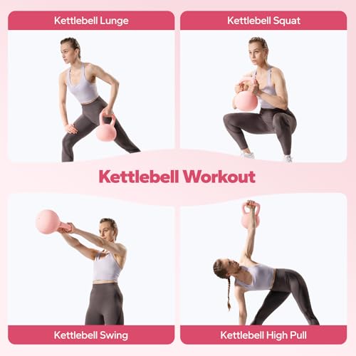 MERACH Soft Kettlebells, Strength Training Kettlebell with Wide Non-Slip Handle, Sea and Iron Sand Filled Kettle Bell with Soft-Sided Cushioned Base for Home Workouts, Ideal for Men, Women(Pink 15lbs) by MERACH - Image 7