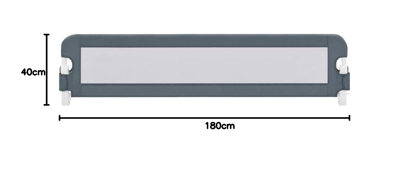 vidaXL Barrière de Sécurité de Lit Enfant Rail de Lit Pliable 180x42 cm Polyester Gris