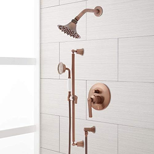 Signature Hardware 436856 Cooper Pressure Balanced Shower System with Single Function Shower Head, Hand Shower, Slide Bar, Hose, and Valve Trim - Oil Rubbed Bronze