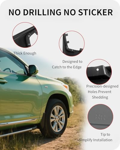Image of Mud Flaps for Toyota Highlander 2012-2014, Heavy Duty No-Drill Mud Guards & Splash Guards, All-Weather Protection (Set of 4)
