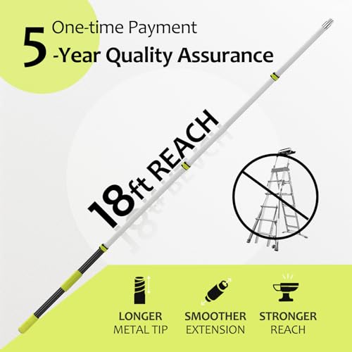 【Upgrade Anti Rotation 】 24FT High Reach Duster Kit,(18FT+6FT) Lightweight Aluminum Alloy Extension Rod,7-Piece Set,210° Steering Head Clean Various Angle,for Cleaning Ceiling,High Wall by FixOasis - Image 2