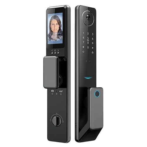 スマートロック カメラ付き 3D顔認識付き生体認証キーレスエントリードアロック アルミニウム合金 生体認証ドアロック Tuyaアプリ 7つのロック解除方法 USBポート オフィス ホーム 寝室ドア用 (グレー)