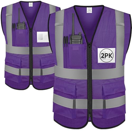 TICONN Reflective Safety Vest High Visibility Class II Mesh Vest for Women & Men Meets ANSI Standards X-Large Purple 2