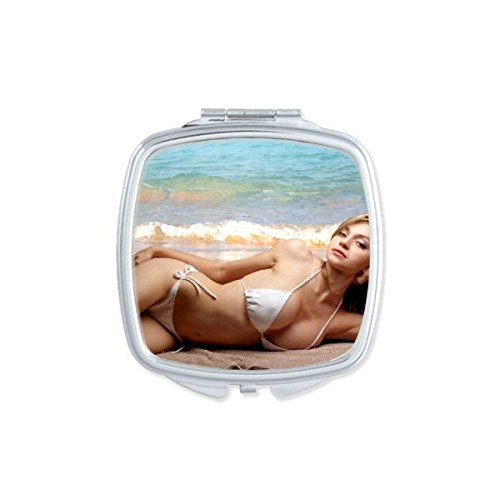 Miroir de poche de plage portable maquillage compact petit miroir rond main