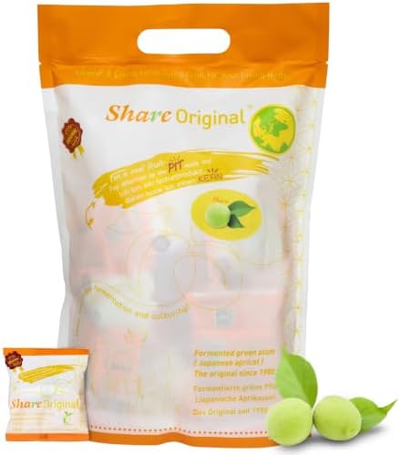 Share Original Fermented Green Plum (Japanese Apricot) – 1.1 lb, 30-Month Fermented, Whole Fruit with Pit, Individually Wrapped, Vegan