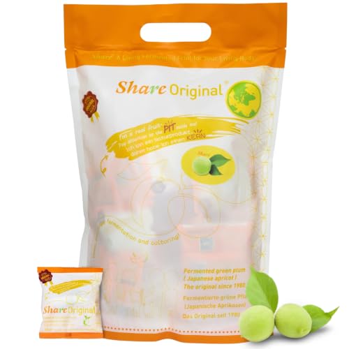 Share Oryginalna fermentowana zielona śliwka jap. Morela 500 g, fermentowana śliwka 500 g miesięczna kuracja, smakuje pysznie słodko-kwaśnie, wegańska, bez laktozy