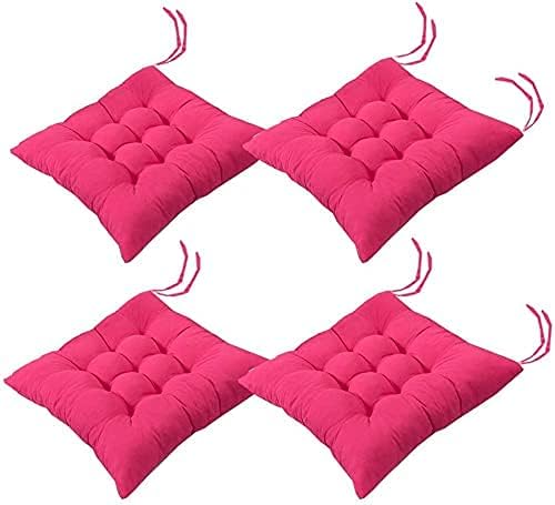 Topstylehouse 4 PCS Soft Chair Pads, Chair Seat Pads with Ties, Chair Cushions Dining Room for Garden Patio Kitchen Dining (A,40x40cm)