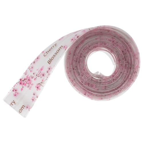 Homoyoyo Cinta de Sellado Autoadhesiva para Baño y Cocina 1.5 X 3.2 Metros, Tira de Calafateo de Pvc Transparente Estampado Floral Rosa, Sellador para Juntas de Bañera, Lavabo E Inodoro