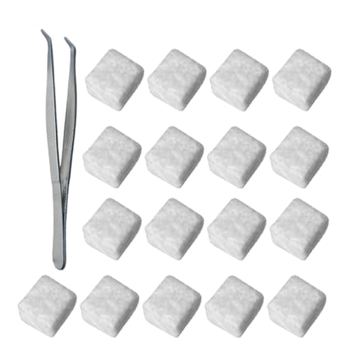 MOLUCKFU Ceramic Wool Sponge 96Pcs Fire Pit Wick Cubes with Tweezers for Bioethanol Tabletop Fire Pit Portable Insulation Sponge Core for Stable Flame and Extended Time