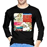 Nujabes Collage T-Shirts Men's Long Sleeve Slim Fit Crew Neck Casual Tops Fall Pullover Tee Shirts Blouse Black