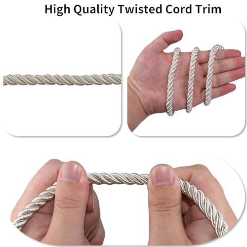 HedongHexi 8mm / 10 Yards Twisted Trim Cord Rope Nylon Twisted Cord Thread String for Home Decor, Crafts Making and Costume Crafting Beige by HedongHexi - Image 3