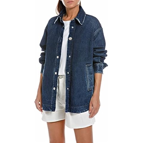 REPLAY Women's Dark Blue Denim Jacket Cover