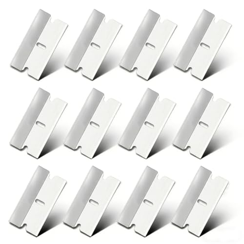 Ceramic single edge razor blades 12 Pack Razor Blades Refiils for Razor Scraper Industrial Safety rustproof Heavy Duty One Edge Blades for Removing Glue Stickers Labels Paint Glass (white)