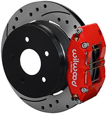 WILWOOD 2004-2006 PONTIAC GTO FRONT & REAR 14 BIG BRAKE KIT WITH FREE BRAKE LINES & BRAKE FLUID - RED CALIPERS, 14 SUPERLITE FRONT & 12.2 DYNAPRO REAR DRILLED ROTORS, 2004 2005 2006 PONTIAC GTO