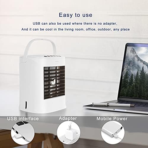 BAIAA Portable Air Cooler, Personal Space Air Conditioners, With 3 Speeds, 4 In 1 Evaporative Coolers, Humidifier and Purifier, for Home and Office, Travel (White)