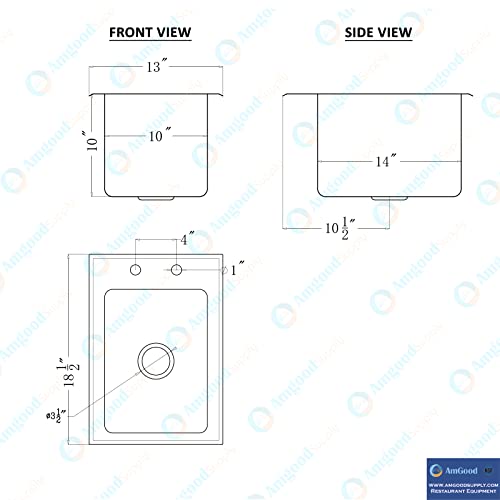 Image of Stainless Steel 1 Compartment Drop-In Sink Bowl 10 in. x 14 in. x 10 in.