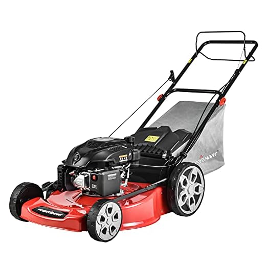 PowerSmart Lawn Mower, 22-inch & 200CC, Gas Powered Self-propelled Lawn Mower with 4-Stroke Engine, 3-in-1 Gas Mower in Color Red/Black, 5 Adjustable Heights (1.2''-3.5''), PSM2322SR
