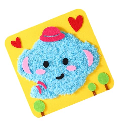 Generico Cartoon Animal Children Bildo de pintura de lana, juego de bordado para niños,Juego de bordado Creative Cartón Diseño | Kit de manualidades de costura interactivo seguro para niños