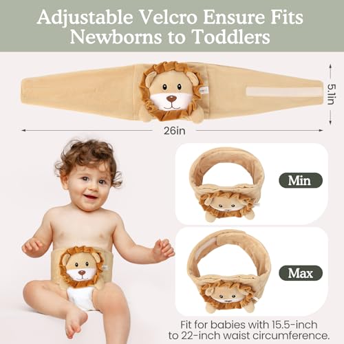 Image of Baby Colic and Gas Relief, Heated Tummy Wrap for Newborns Belly Relief by Soothing Warmth, Baby Heating Pad Swaddling Belt Relief & Soothe Gas, Colic and Upset Stomach in Babies and Toddlers (Lion)