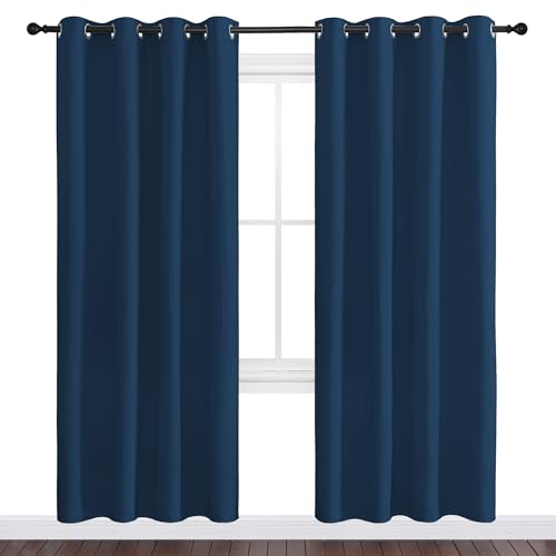 Image of NICETOWN Moroccan Blue Blackout Curtains 78 inch Long, 55 inch Wide, 2 Pieces for Office, Dining, Guest Room - Sound Reducing, Heat and Cold Block Panels for Modern Decorative