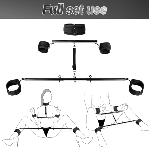 Sevenup Spreizstange-Bondage-Sexspielzeug mit Halskragen, Handgelenk- und Knöchelfessel-Sets, BDSM-Bondage-Set, verstellbares Handschellen-Kragen für erwachsene Paare – Bild 4