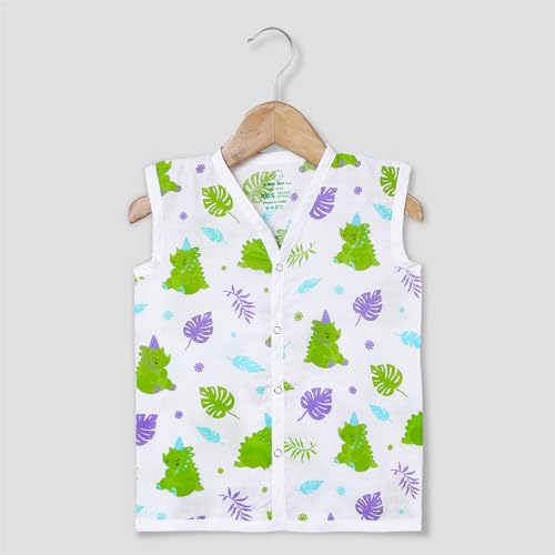 Image of The Boo Boo Club Muslin Jhabla and Short Set 100% GOTS Certified Organic Cotton | Sleeveless Button Vest | Summer Wear Set