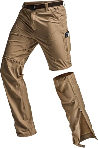 Image of CQR Men's Convertible Cargo Tactical Pants, Water Resistant Outdoor Hiking Pants, Zip Off Lightweight Stretch Work Pants