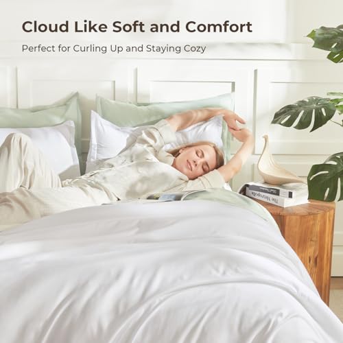 Litanika White Comforter King Size, 3 Pieces Lightweight Solid Bedding Comforter Set, All Season Fluffy Bed Set (104x90In Comforter & 2 Pillowcases) by Litanika - Image 2